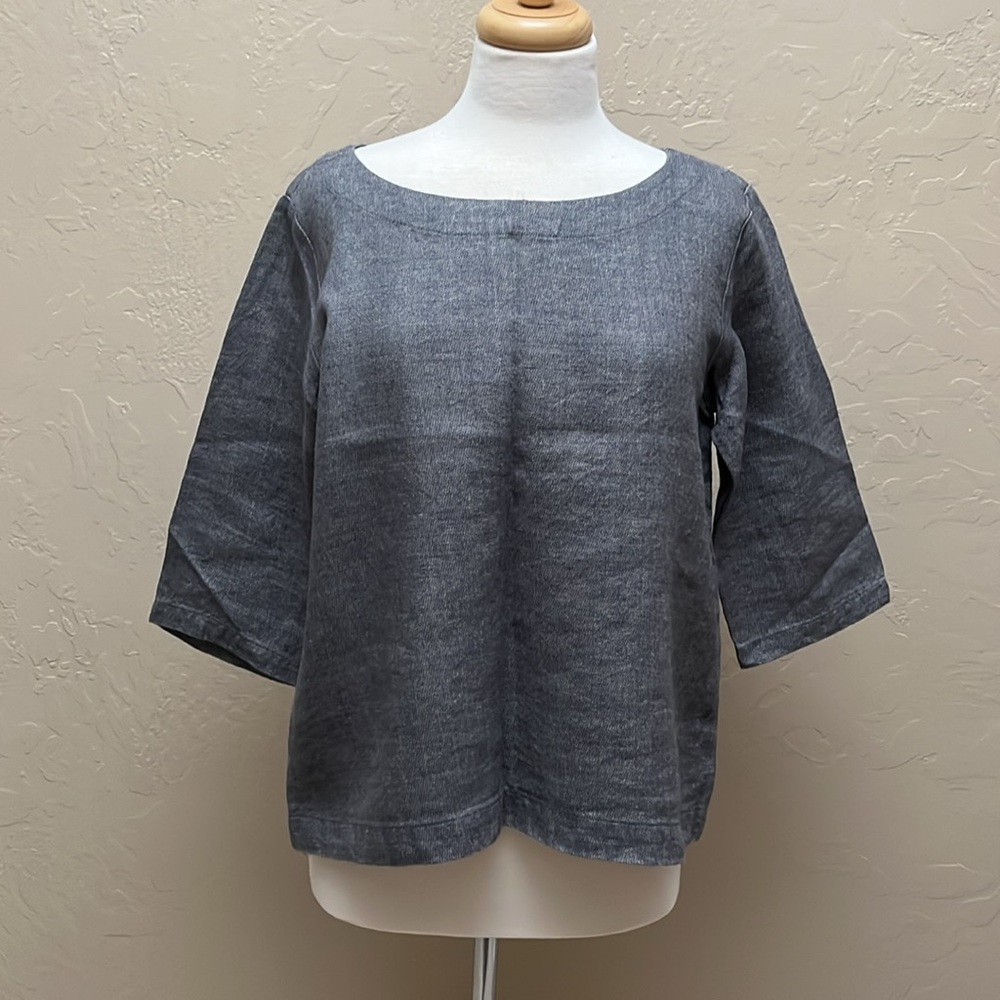 notPERFECTLINEN January Top in Grey Linen/Wool, S/M